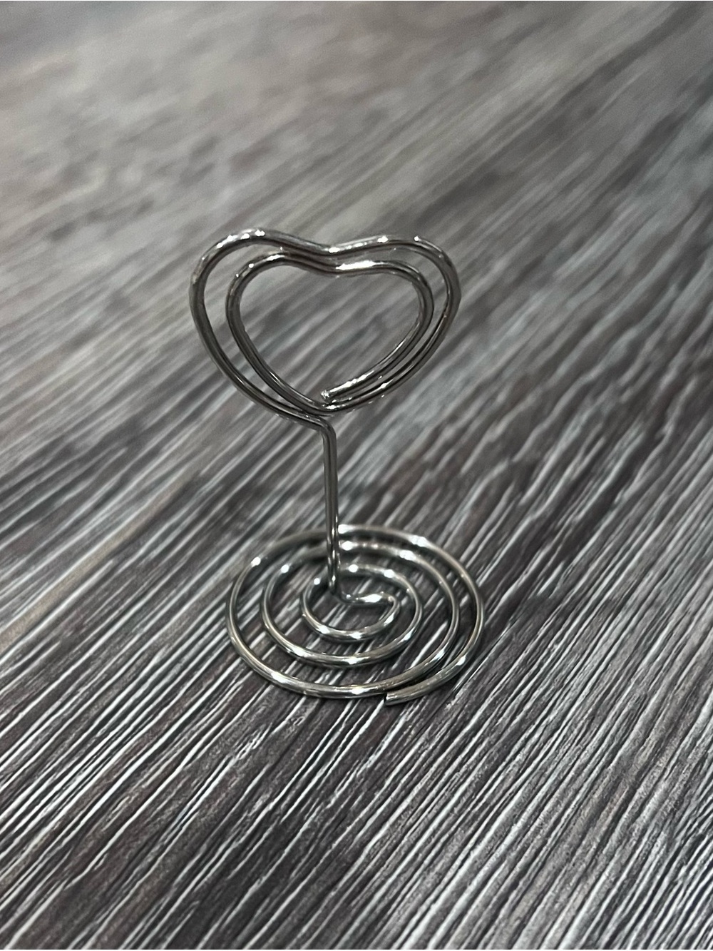 Heart-Shaped Wire Photo/Place Card Holder - Silver (Set of 20)